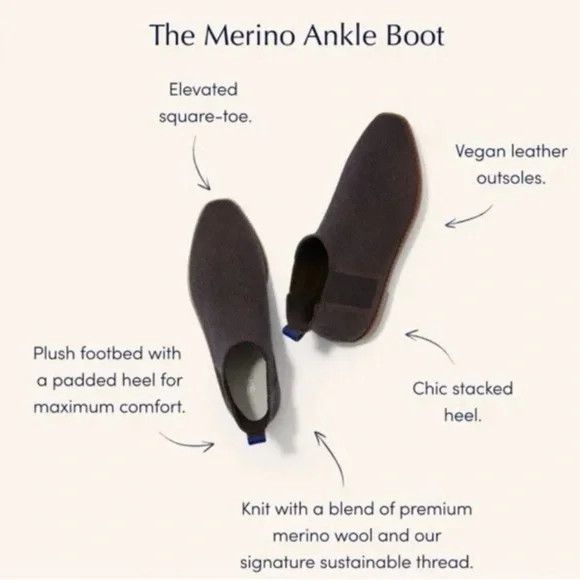 Rothy's Chelsea Ankle Boots Brown Merino Wool-Blend - Size 8 Womens NWOT - Picture 11 of 11